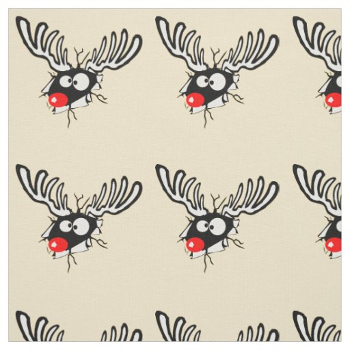 Crazy Red Nosed Reindeer Fabric