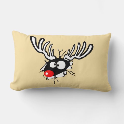 Crazy Red Nosed Reindeer Lumbar Pillow