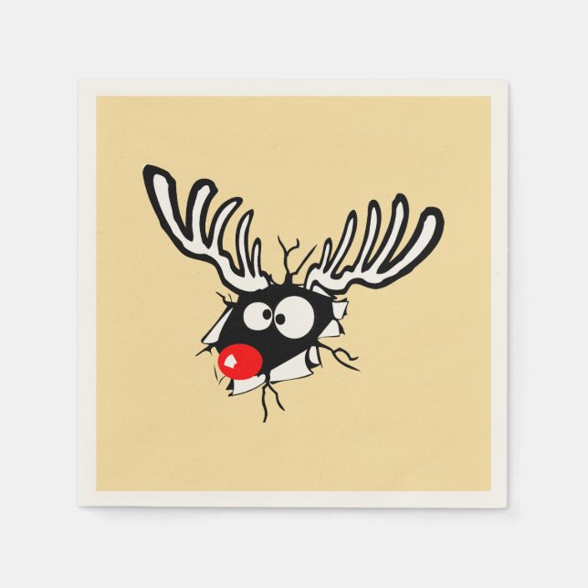 Crazy Red Nosed Reindeer Napkins (Front)