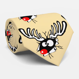 Crazy Red Nosed Reindeer Neck Tie