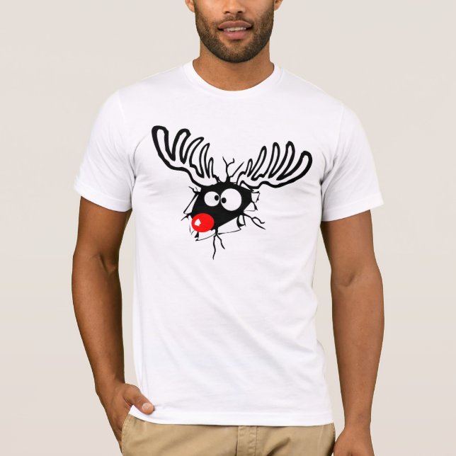 Crazy Red Nosed Reindeer T-Shirt (Front)