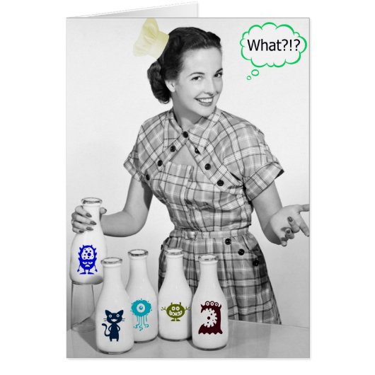 Crazy Retro Mom Cooking Weirdness Customizable Cards (Front)