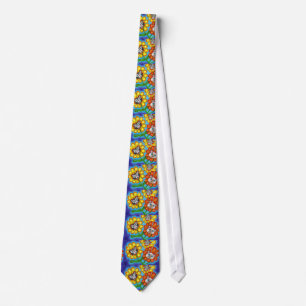 Crazy Retro Tuxedo, Siamese Cat Daisies Neck Tie