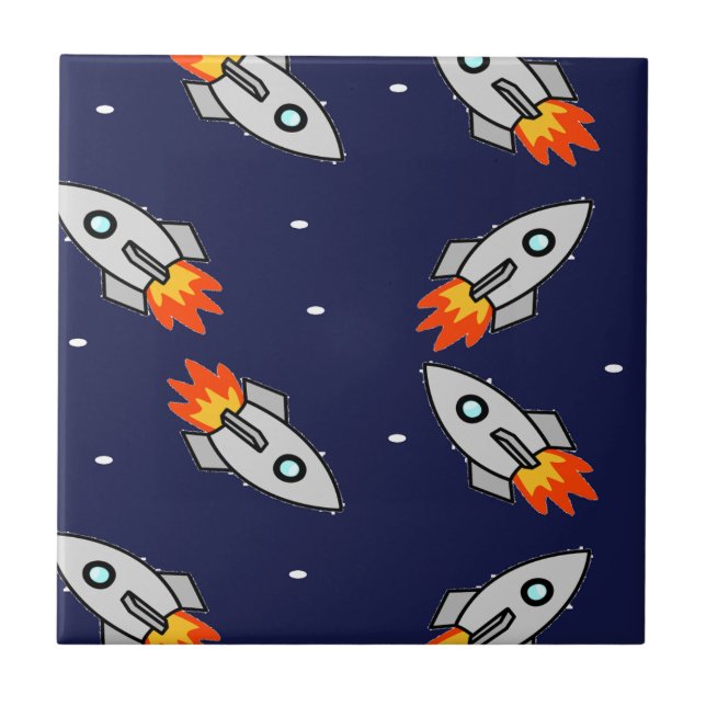 Crazy rockets ceramic tile (Front)
