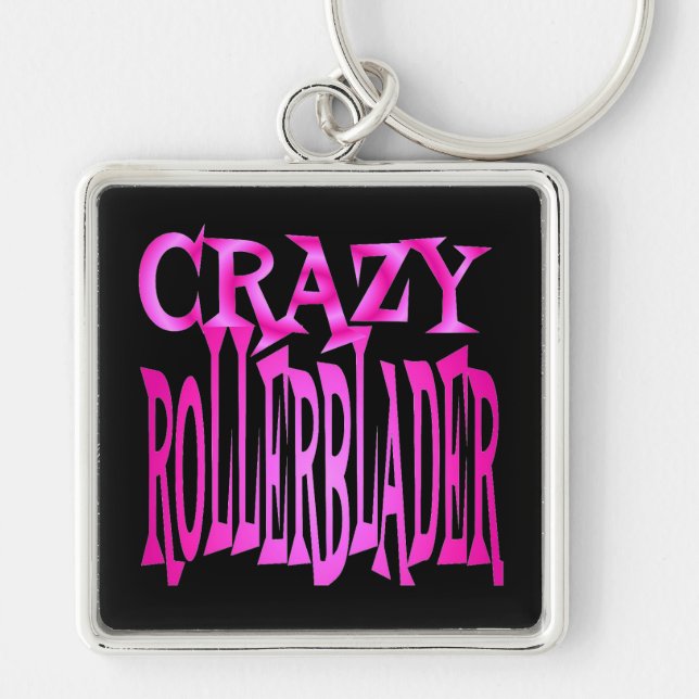 Crazy Rollerblader in Pink Keychain (Front)