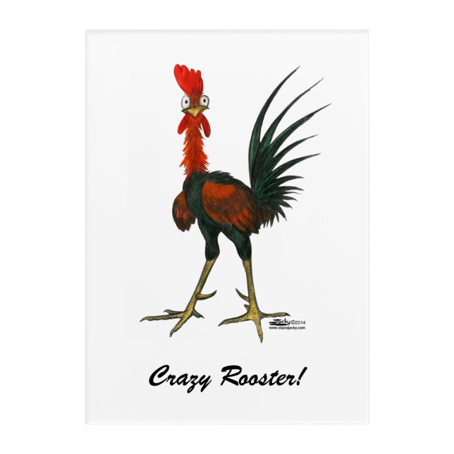 Crazy Rooster Acrylic Print (Front)