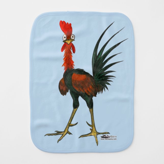 Crazy Rooster Burp Cloth (Front)