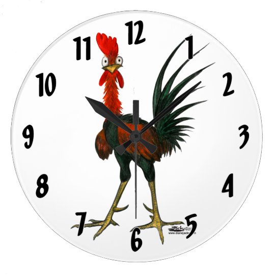 Crazy Rooster Large Clock | Zazzle.com