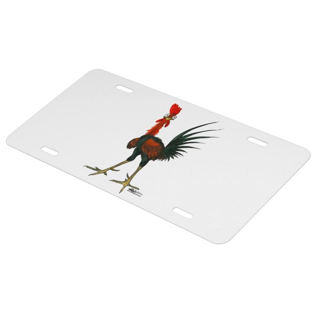 Crazy Rooster License Plate (Side)
