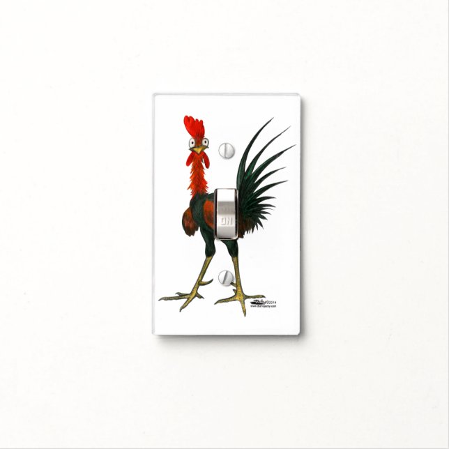 Crazy Rooster Light Switch Cover (In Situ)