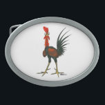 Crazy Rooster Oval Belt Buckle<br><div class="desc">Poor crazy rooster.  Someone just asked,  for the millionth time,  why he crossed the road.</div>