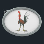 Crazy Rooster Oval Belt Buckle<br><div class="desc">Poor crazy rooster.  Someone just asked,  for the millionth time,  why he crossed the road.</div>