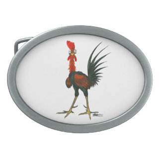 Crazy Rooster Oval Belt Buckle