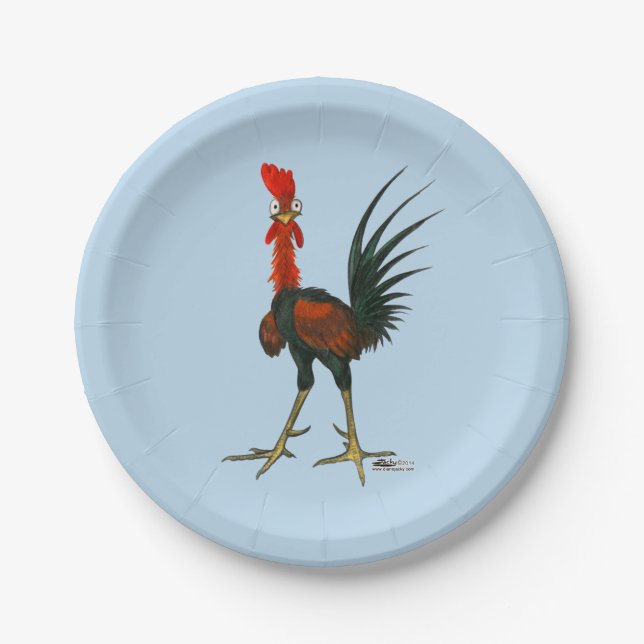 Crazy Rooster Paper Plates (Front)