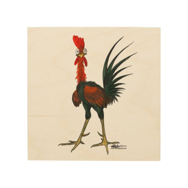 Crazy Rooster Wood Wall Art (Front)