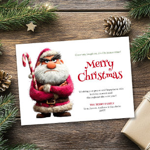 Crazy Santa custom comic Christmas greeting laugh Holiday Card