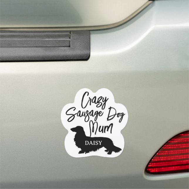 Crazy Sausage Dog Mum Car Magnet Personalized (In Situ)