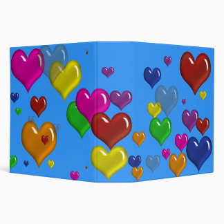 Crazy Scattered Rainbow Color Hearts Binder 2"