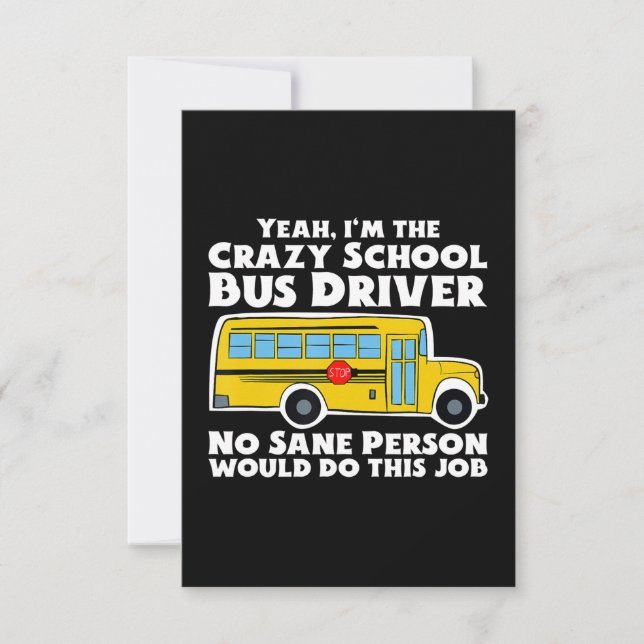 Crazy School Bus Driver Gift RSVP Card (Front)