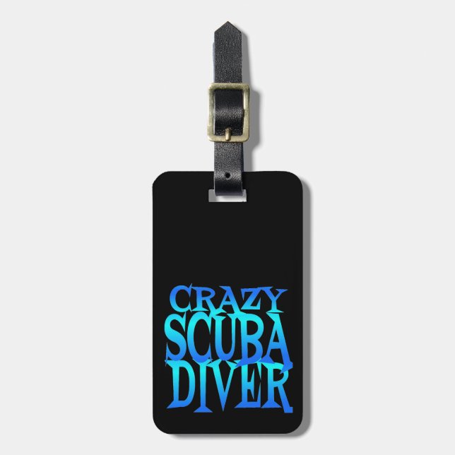 Crazy Scuba Diver Luggage Tag (Front Vertical)