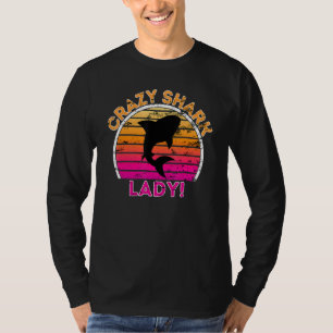 Crazy Shark Lady  Funny Retro Shark T-Shirt