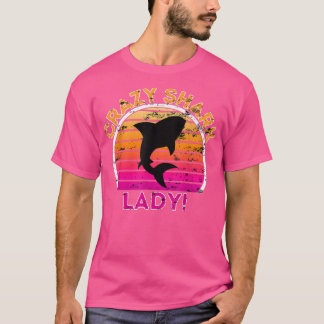 Crazy Shark LadyFunny Retro Shark  T-Shirt