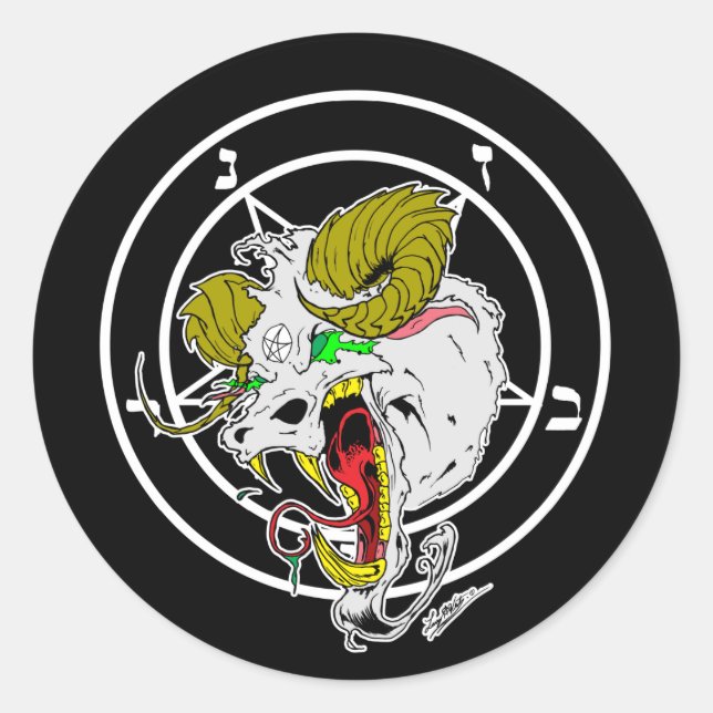 Crazy Sigil of Baphomet Classic Round Sticker (Front)