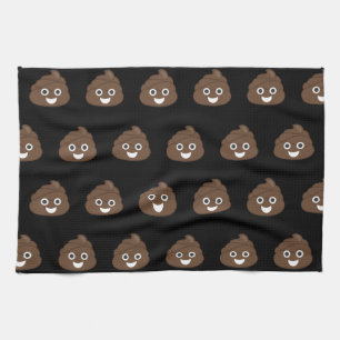 Crazy Silly Brown Poop Emoji Kitchen Towel