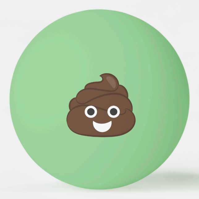Crazy Silly Brown Poop Emoji Ping Pong Ball (Front)