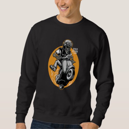 Crazy Skull Man Roller Rider Moped Scooter Mens Sweatshirt