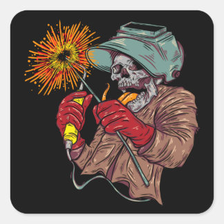 Crazy Skull Welder Square Sticker