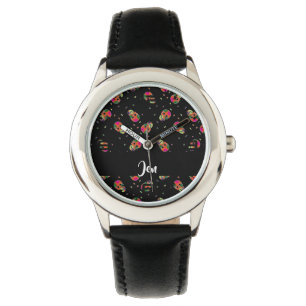 Crazy skulls on black watch