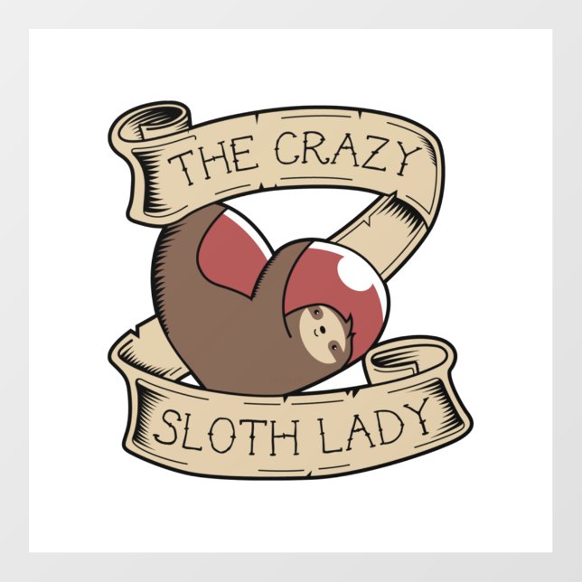 Crazy Sloth Lady Tattoo  Wall Decal (Front)