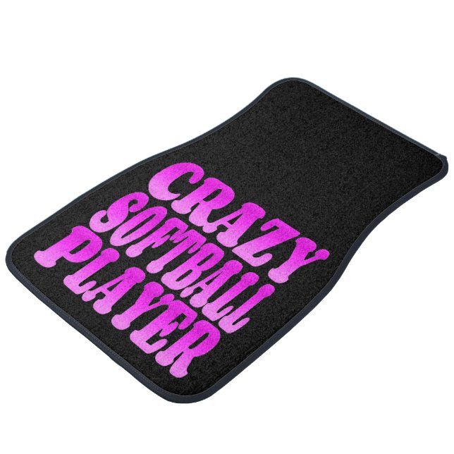 Crazy Softball Player in Pink Car Mat (Angled)