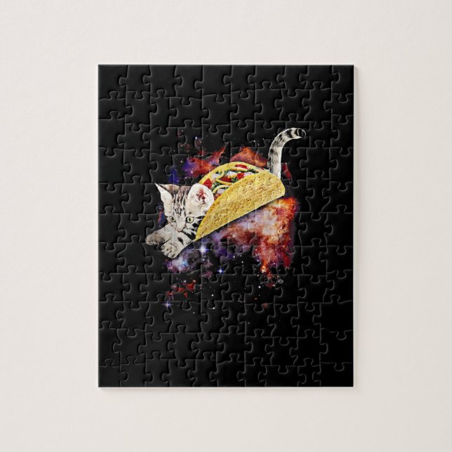 Crazy Space Taco Cat Funny Galaxy Gift Jigsaw Puzzle (Vertical)