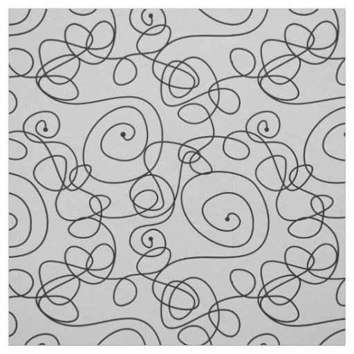 Crazy Spiral Lines black + your background & ideas Fabric