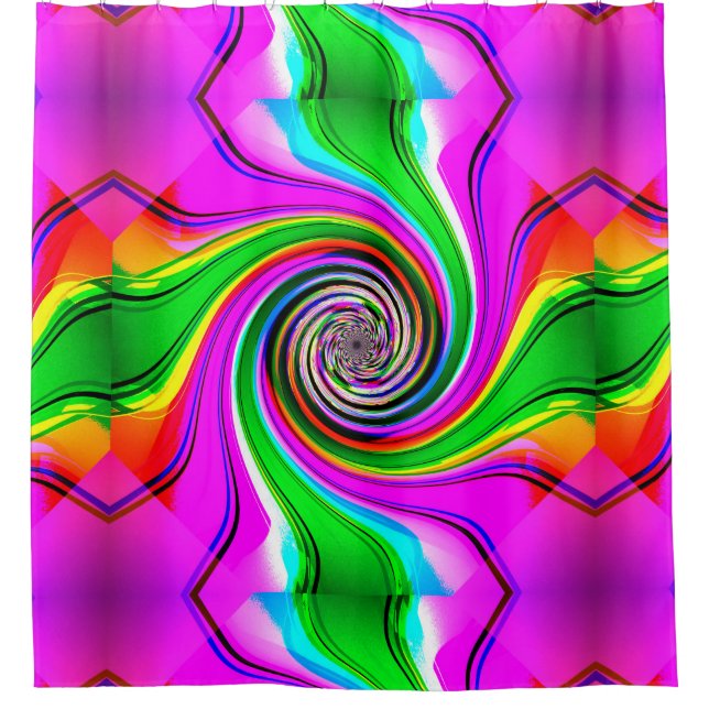 Crazy Spiral Shower Curtain (Front)
