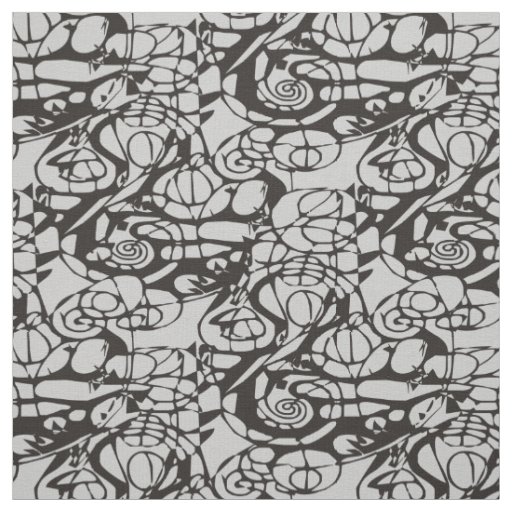 Crazy Spirals Lines black II + your backgr. & idea Fabric