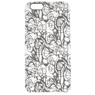 Crazy Spirals Lines black II + your backgr. & idea Clear iPhone 6 Plus Case