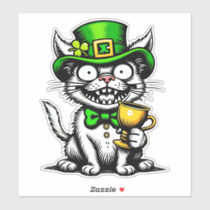 Crazy St. Patrick’s Day Cat Sticker