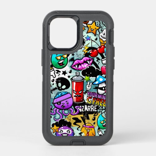 Crazy Sticker Skull lips spray Graffiti  OtterBox Defender iPhone 12 Mini Case