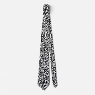 Crazy Structure Pattern 060423 - White on Black Neck Tie