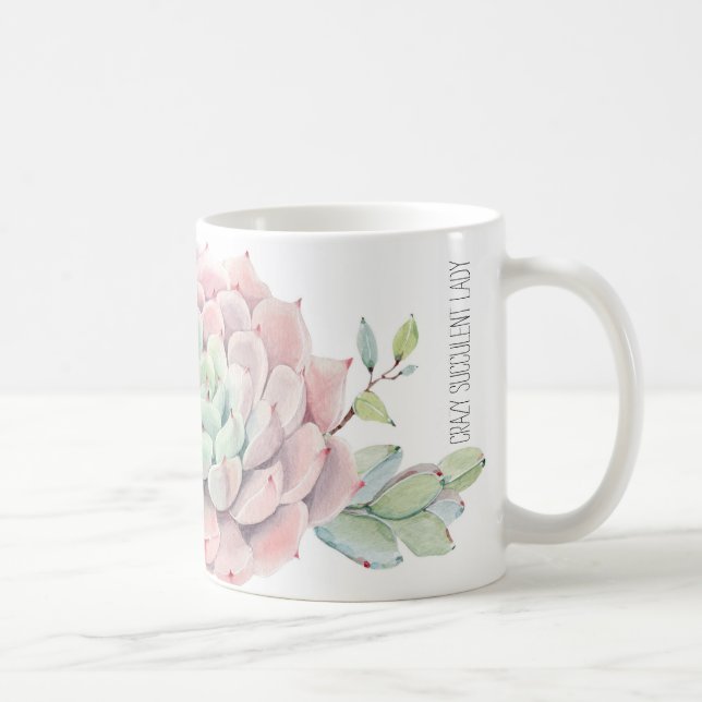 Crazy succulent lady mug pink succulents and name  (Right)