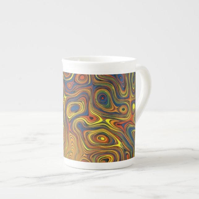 Crazy Swirls Bone China Mug, Abstract Design Bone China Mug (Front Right)