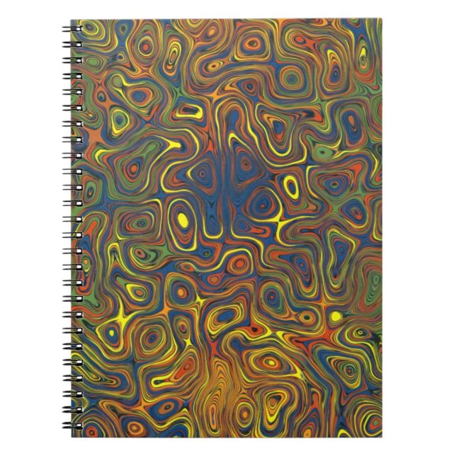 Crazy Swirls Spiral Notebook, Abstract Design Notebook (Front)