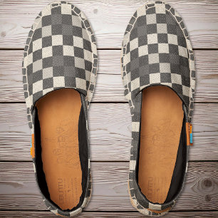 Crazy Terrazzo Buffalo Check - Near Black Cream Espadrilles