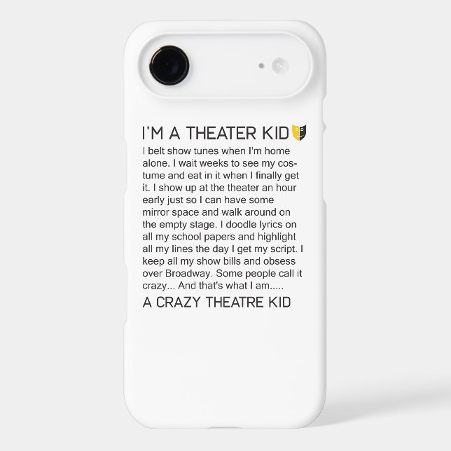 Crazy Theater Kid Funny Broadway Musical Theater Case-Mate iPhone Case (Back)
