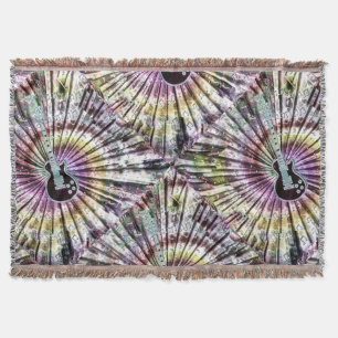 Crazy Tie-Dye Effect Colorful Guitar Throw Blanket