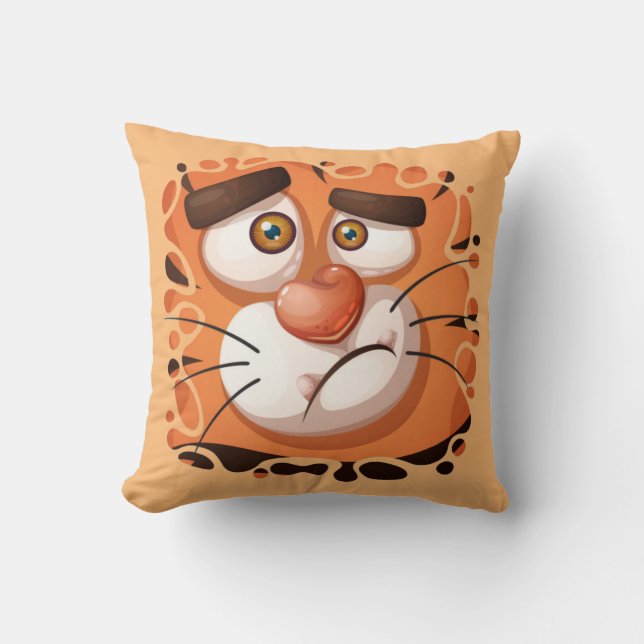 Crazy Tiger Throw Pillow (Front)