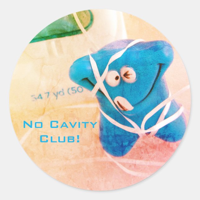 Crazy Tooth, No Cavity Club! Classic Round Sticker (Front)